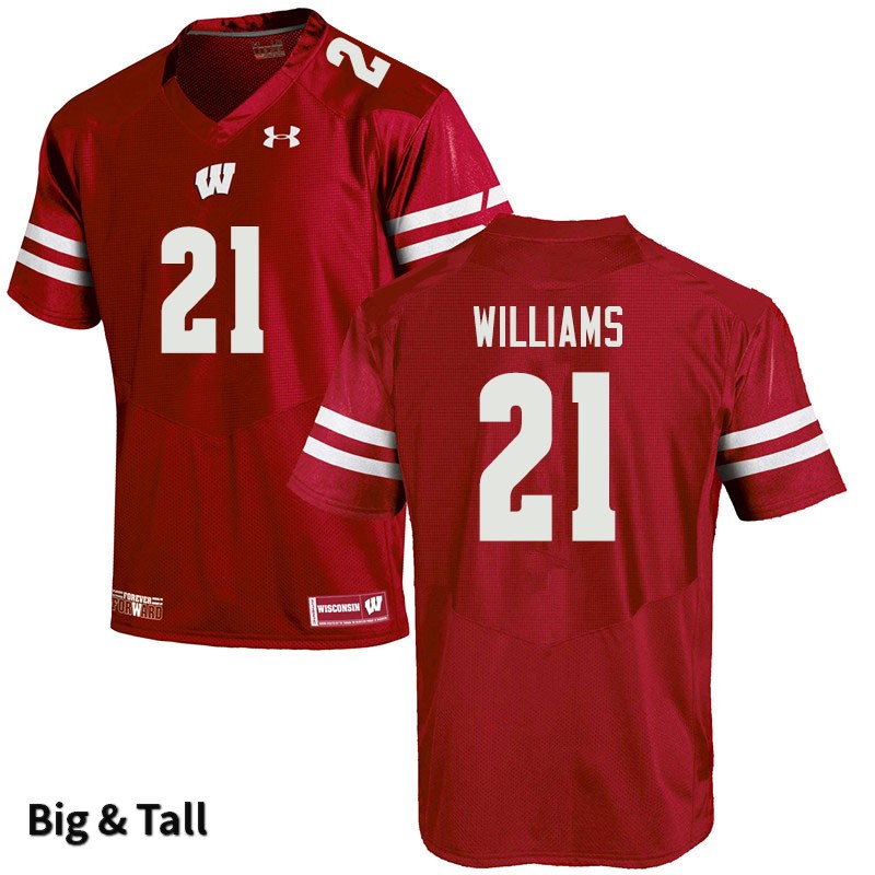 Wisconsin Badgers Men's #21 Caesar Williams NCAA Under Armour Authentic Red Big & Tall College Stitched Football Jersey WT40B66GZ